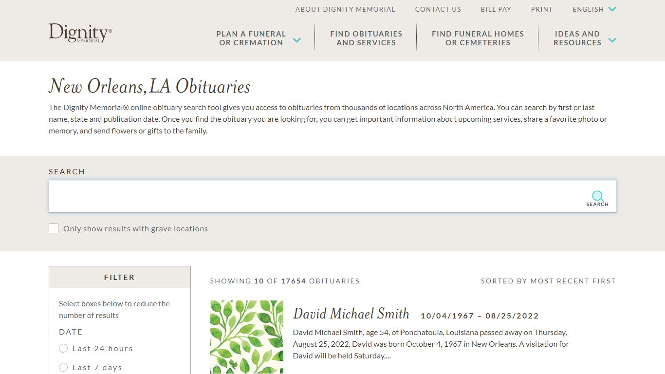 New Orleans, LA Obituaries Online | Find New Orleans Obituaries